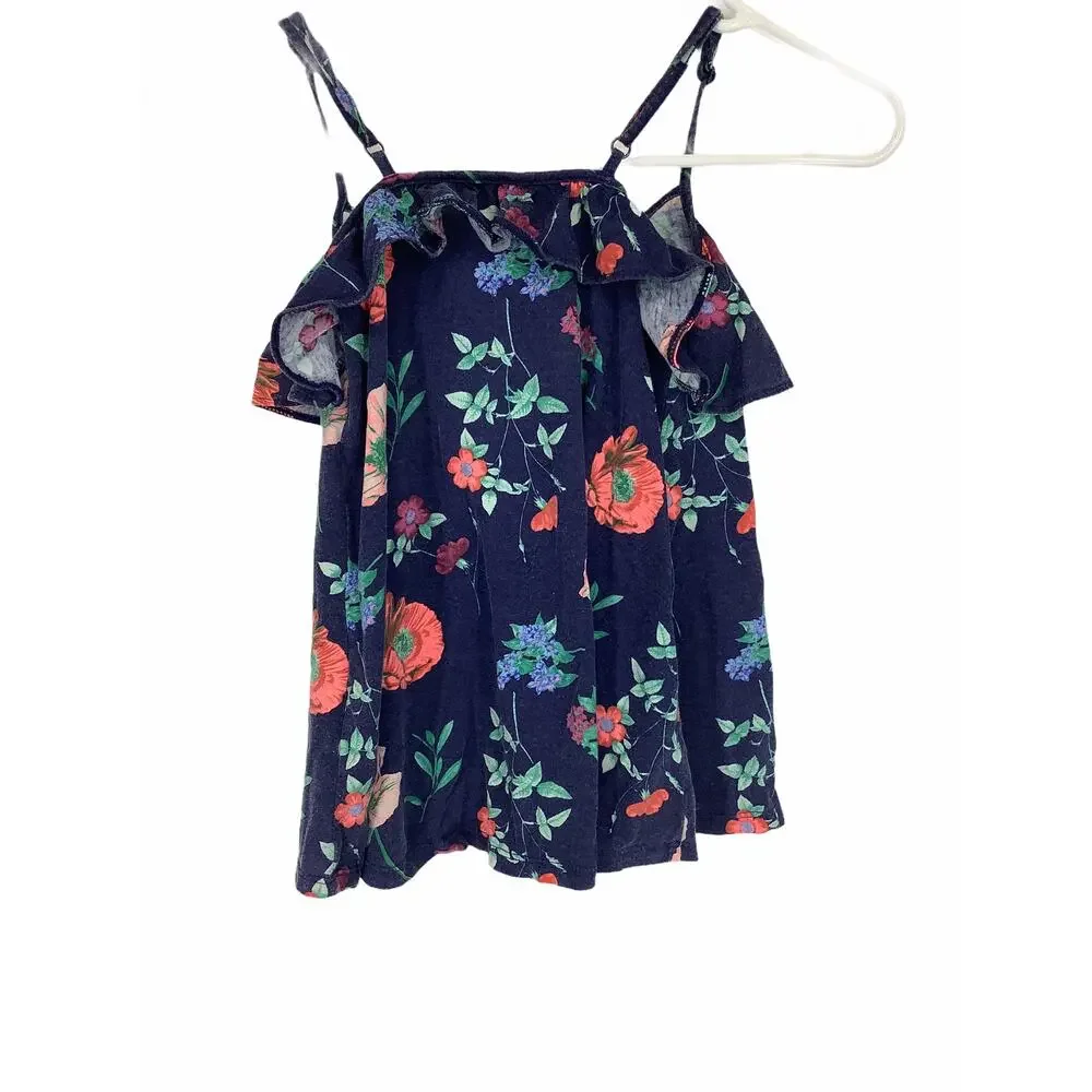 Old Navy Blue Floral Print Tank Top Small 6-7